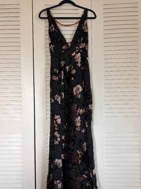 Reformation | Dresses | Reformation Evra Lace Trim Maxi Dress Black And Red  Backless Dress | Poshmark